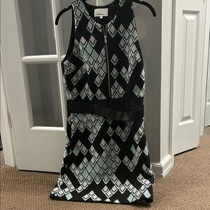 3.1 Phillip Lim black, white and turquoise geometric mini Dress
